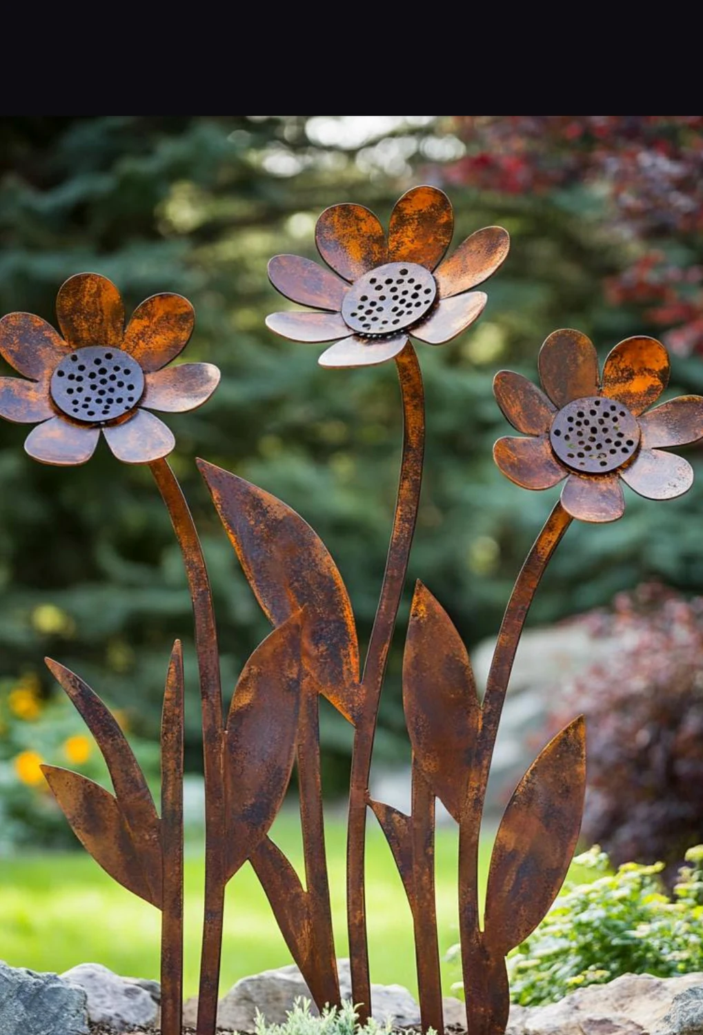 Copper-colored metal wildflower cluster
